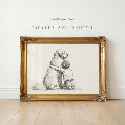 Boy and Golden Retriever