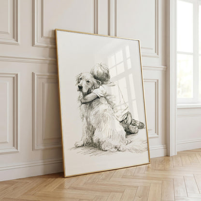 Boy and Golden Retriever