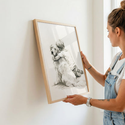 Boy and Golden Retriever