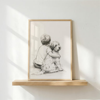 Boy and Mini Goldendoodle