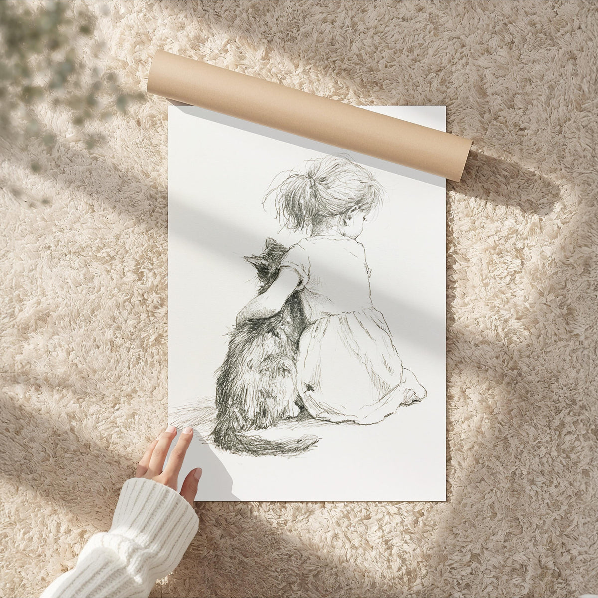 Girl and Black Cat