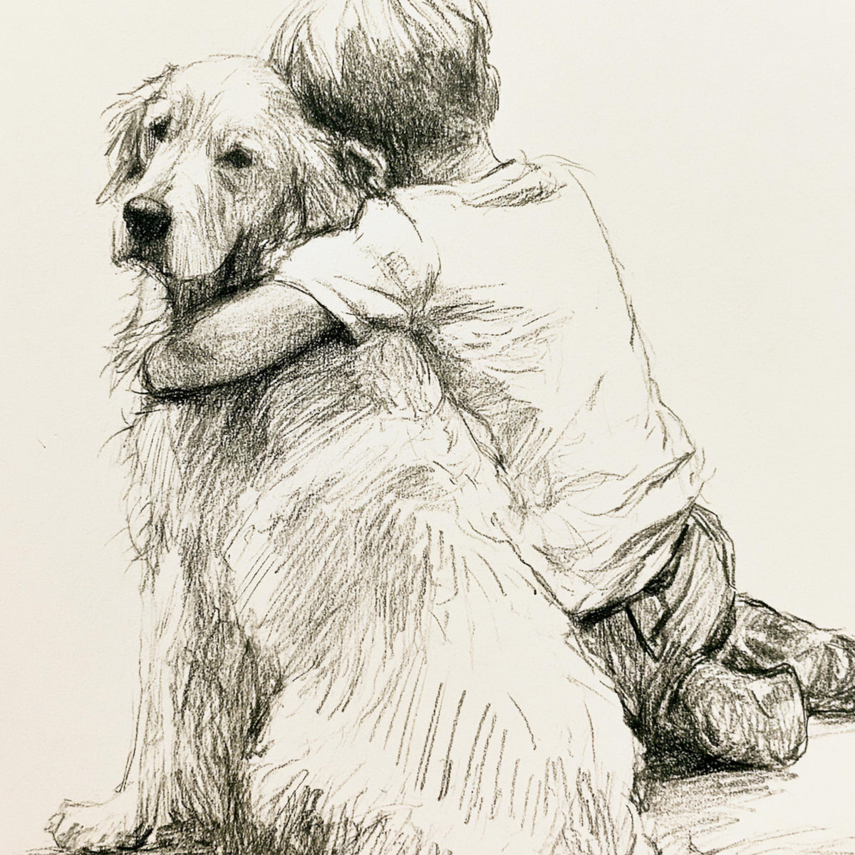 Boy and Golden Retriever