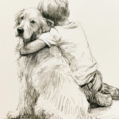 Boy and Golden Retriever