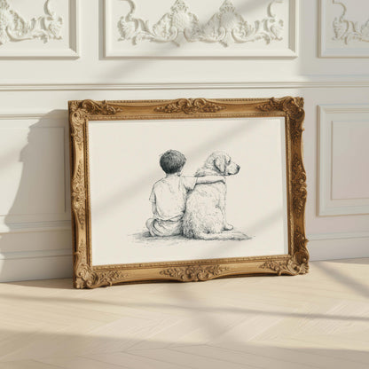 Boy and Golden Retriever