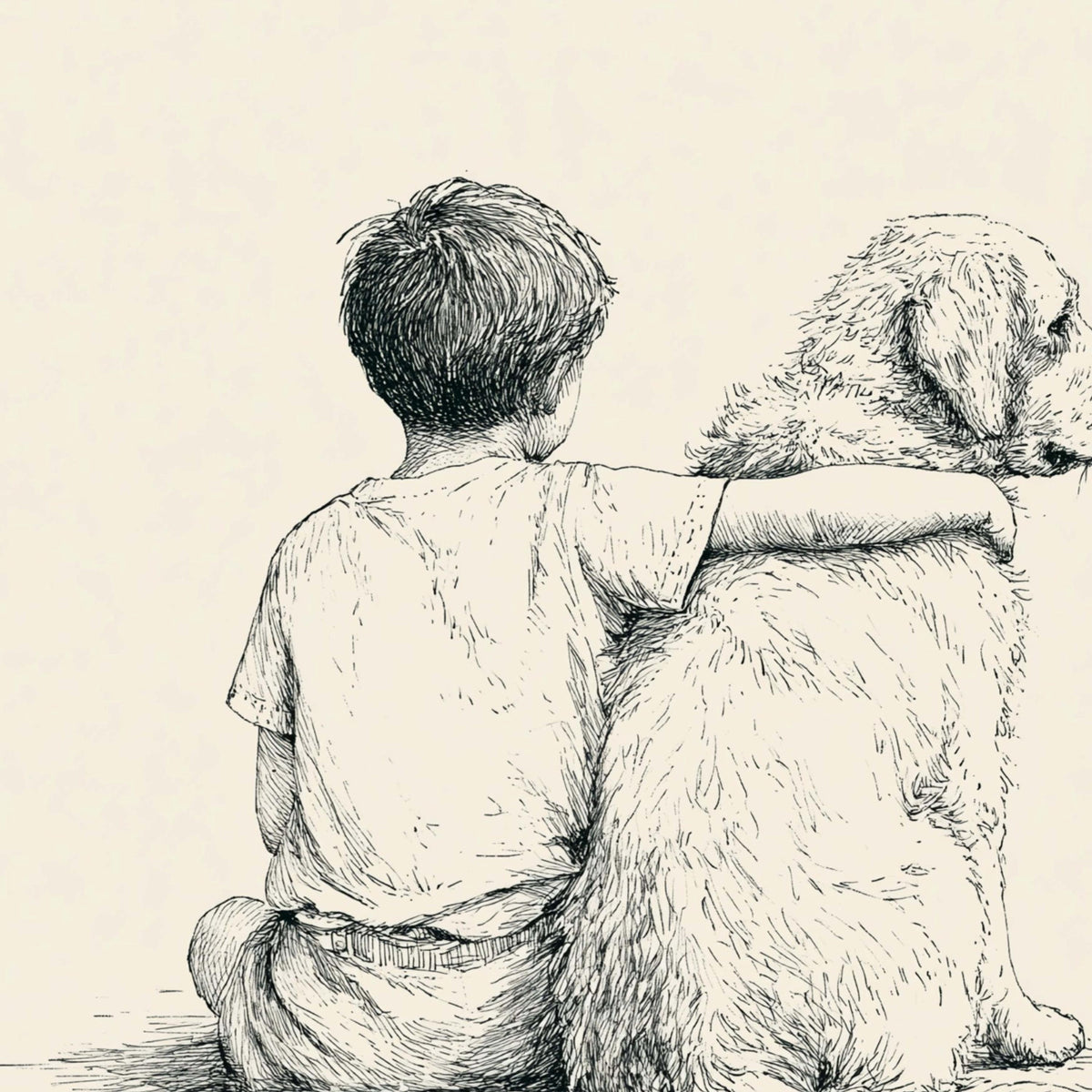 Boy and Golden Retriever