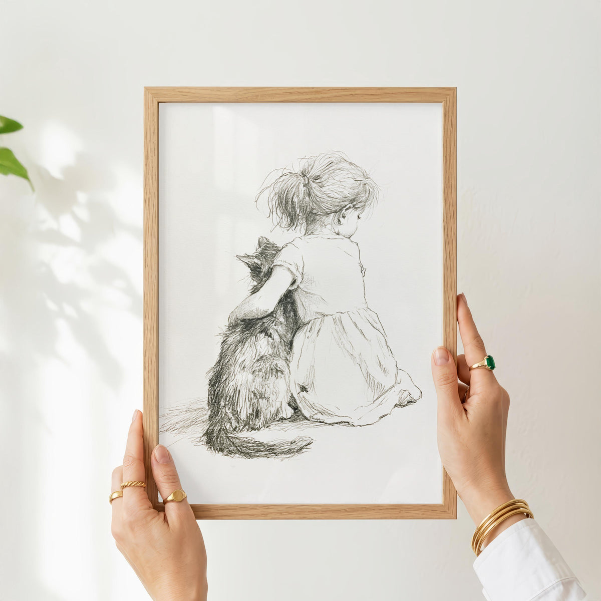 Girl and Black Cat