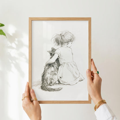 Girl and Black Cat