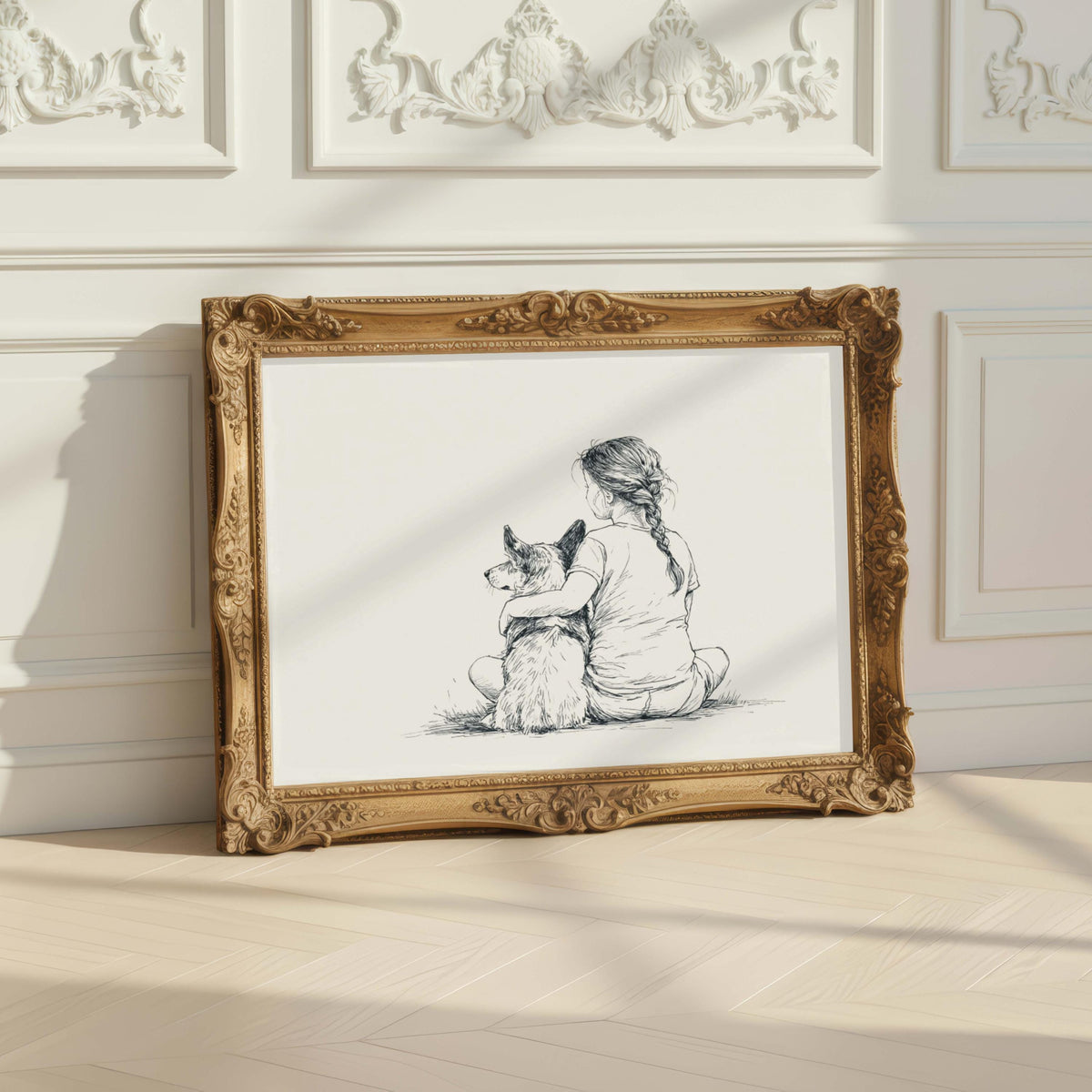 Girl and Corgi