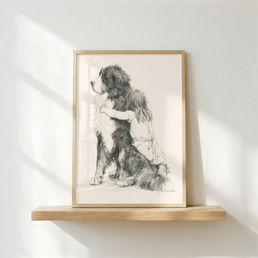 Girl and Bernese Mountain Dog