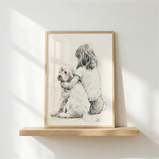 Girl and Mini Goldendoodle