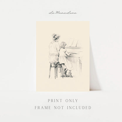 Grandma and Daughter Piano Art