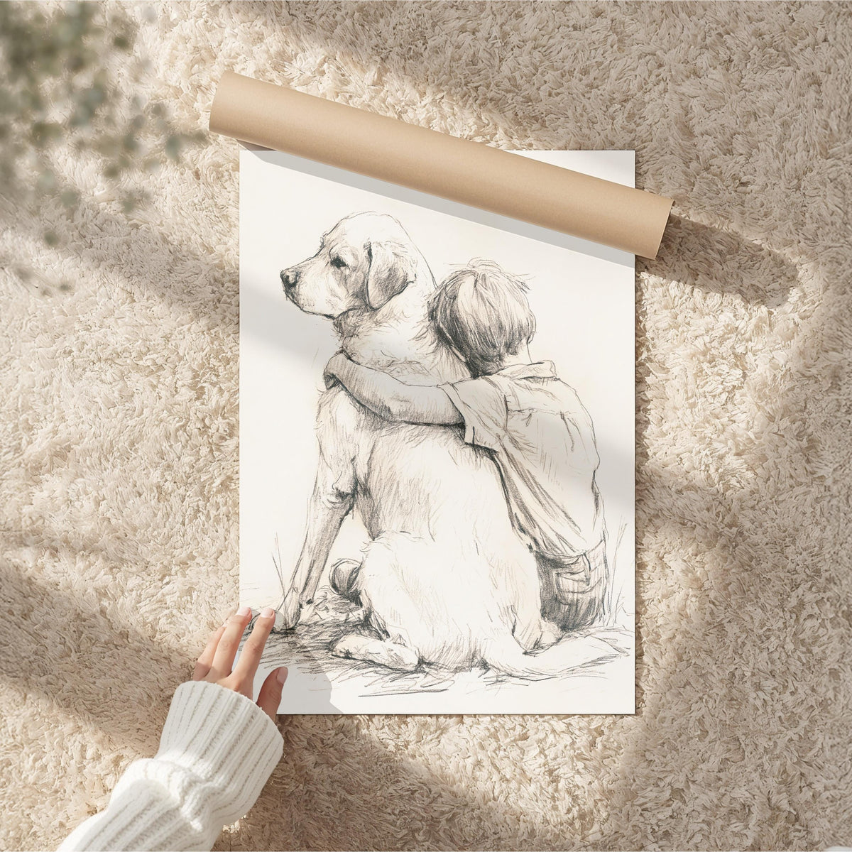 Boy and Labrador Retriever