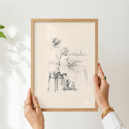 Grandma and Daughter Piano Art