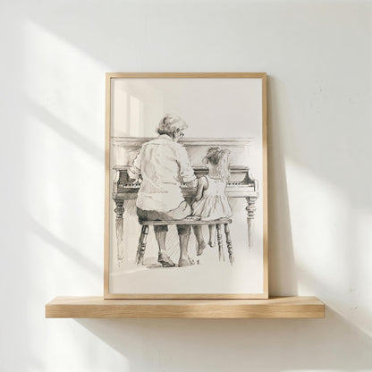 Grandmother and Granddaughter Piano Print