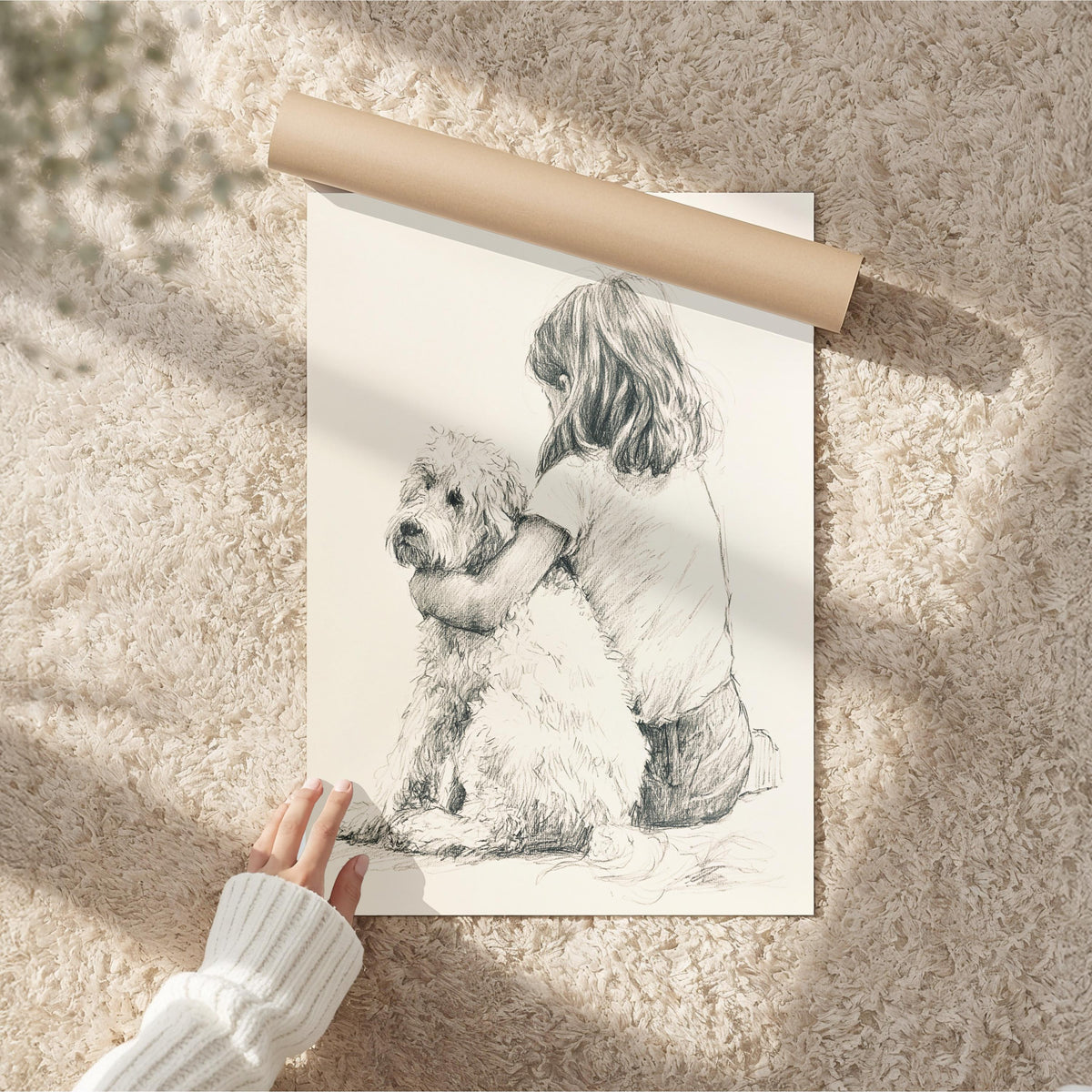 Girl and Mini Goldendoodle