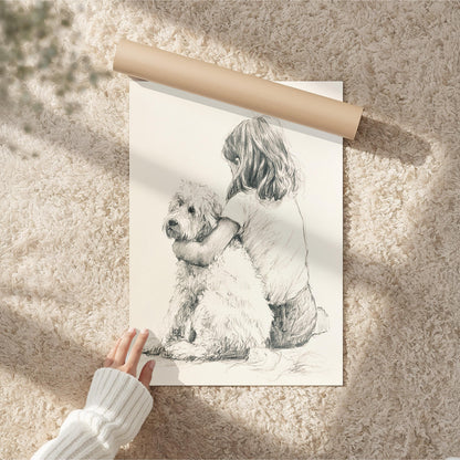 Girl and Mini Goldendoodle