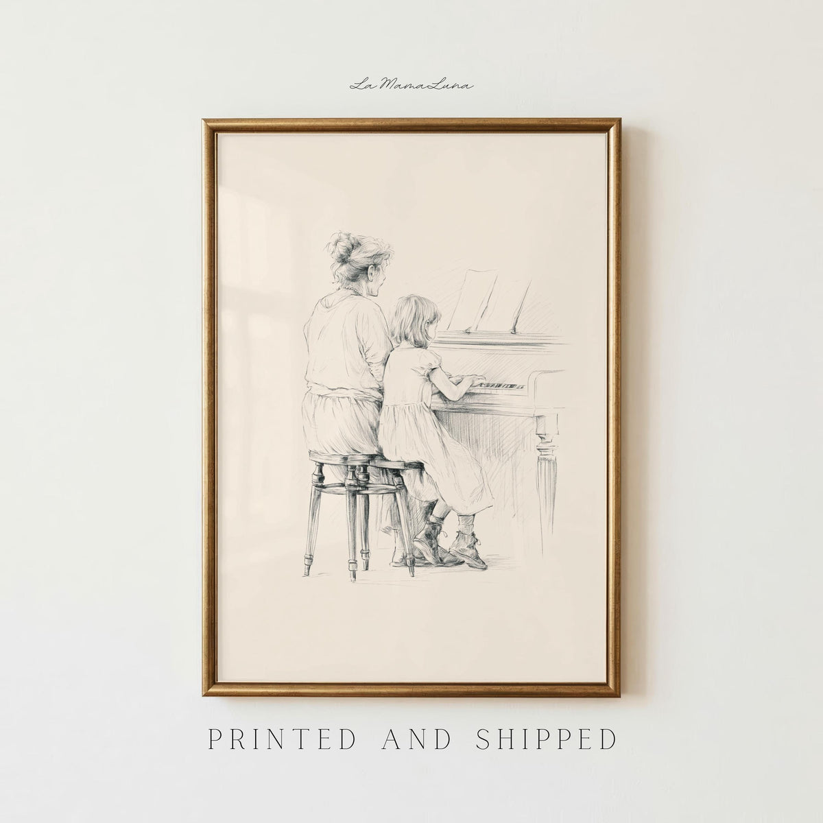 Grandma and Daughter Piano Art