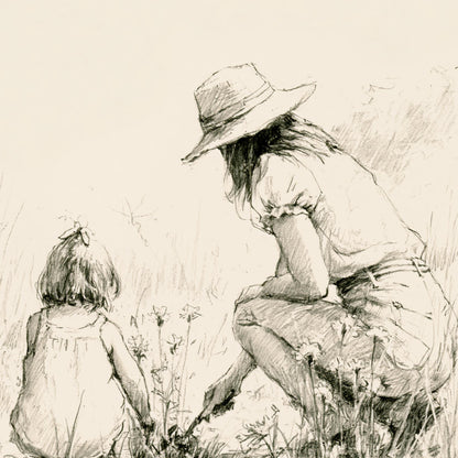 Mom and Daughter Gardening