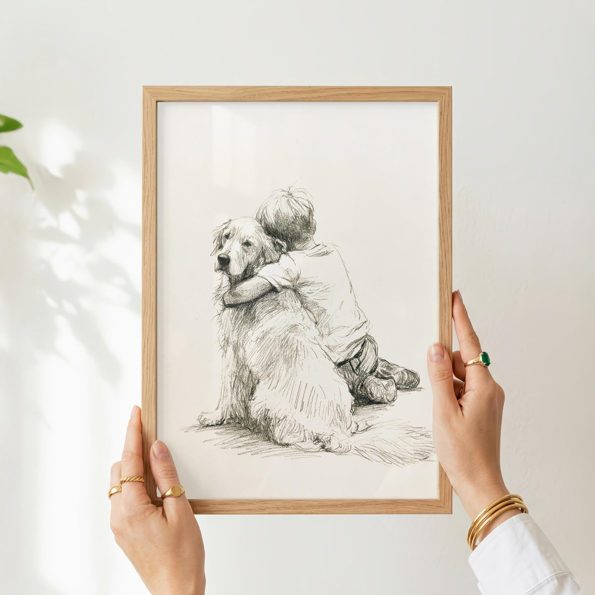 Boy and Golden Retriever