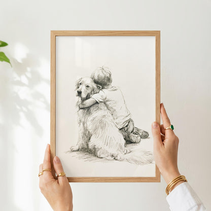 Boy and Golden Retriever