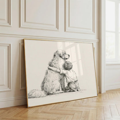 Boy and Golden Retriever