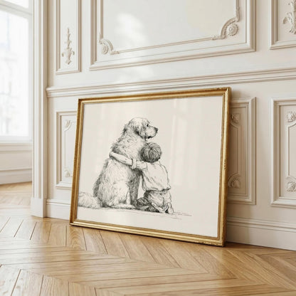 Boy and Golden Retriever