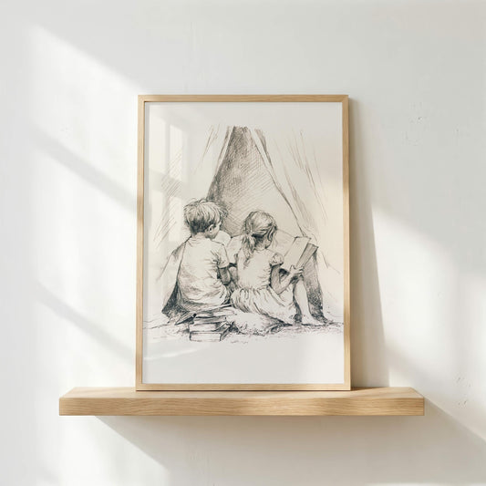 Siblings Reading in the Fort