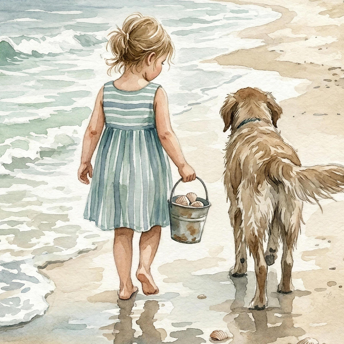 Girl and Golden Retriever Dog