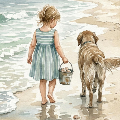 Girl and Golden Retriever Dog