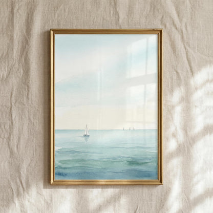 Minimalist Sailboat Watercolor Print