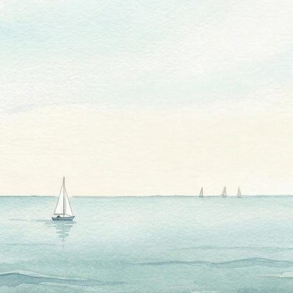 Minimalist Sailboat Watercolor Print