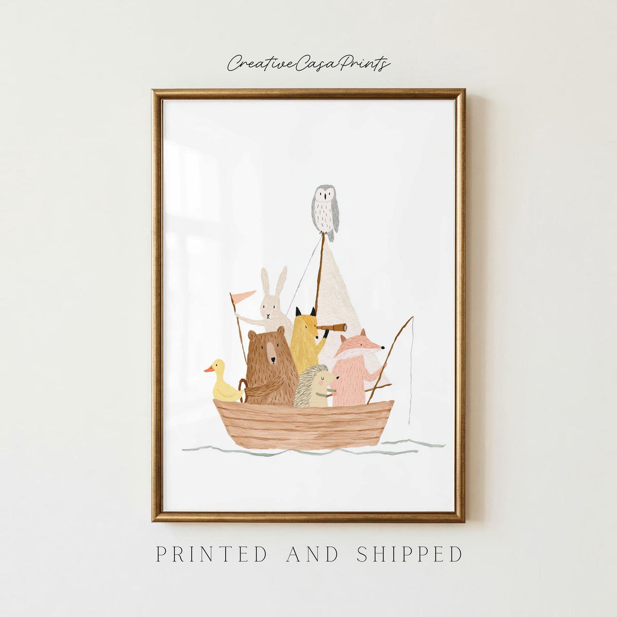 Woodland Animal Fishing Boat