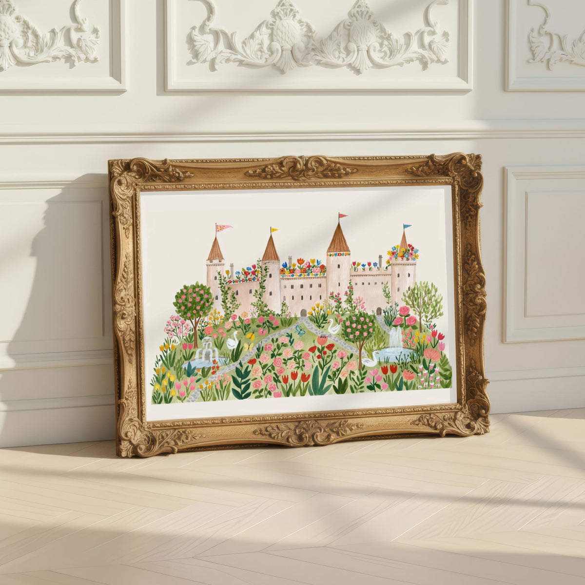 Floral Castle Wall Art | Princess Garden Nursery