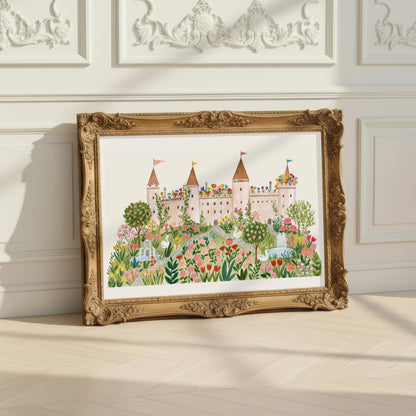 Floral Castle Wall Art | Princess Garden Nursery