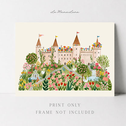 Floral Castle Wall Art | Princess Garden Nursery