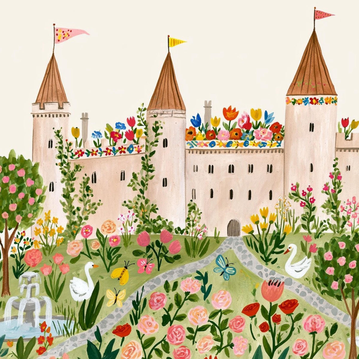 Floral Castle Wall Art | Princess Garden Nursery