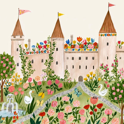 Floral Castle Wall Art | Princess Garden Nursery